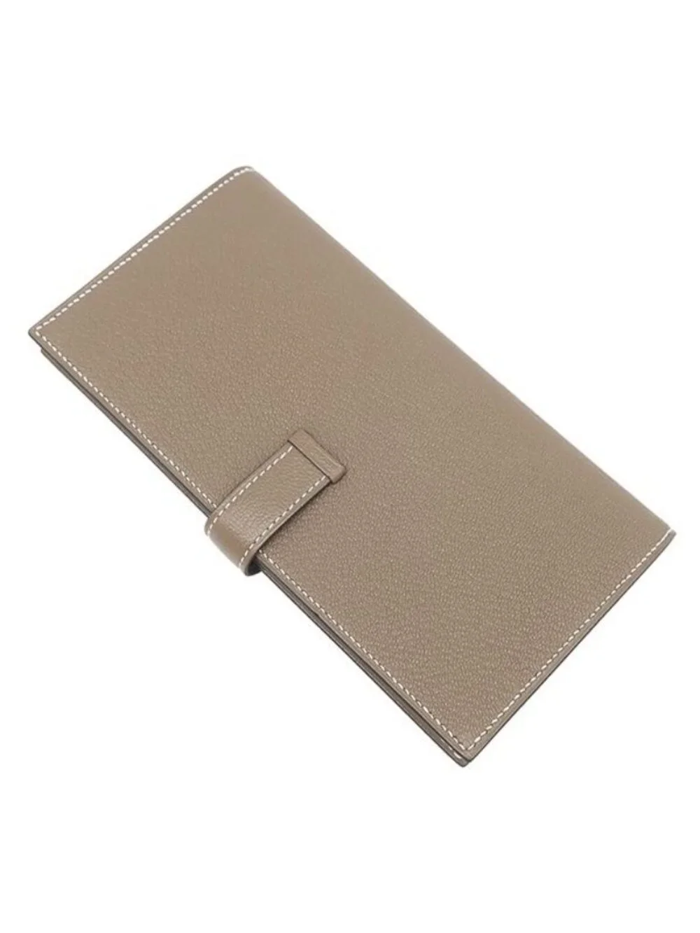 Hermes Wallet Bearn Souffle Chevre Etoupe Gold Gray